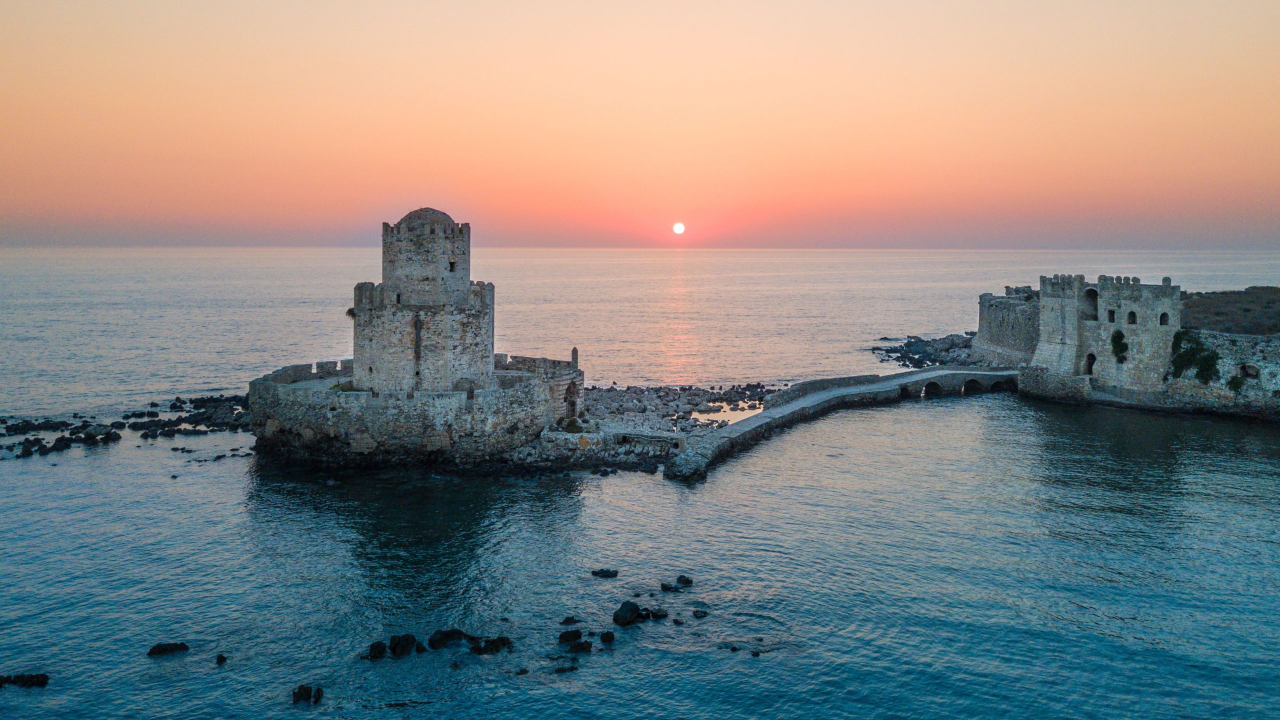 Methoni castle on sunset